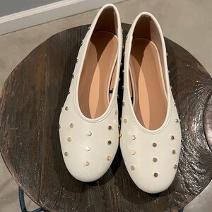 LOFT White Flats with Gold Accents